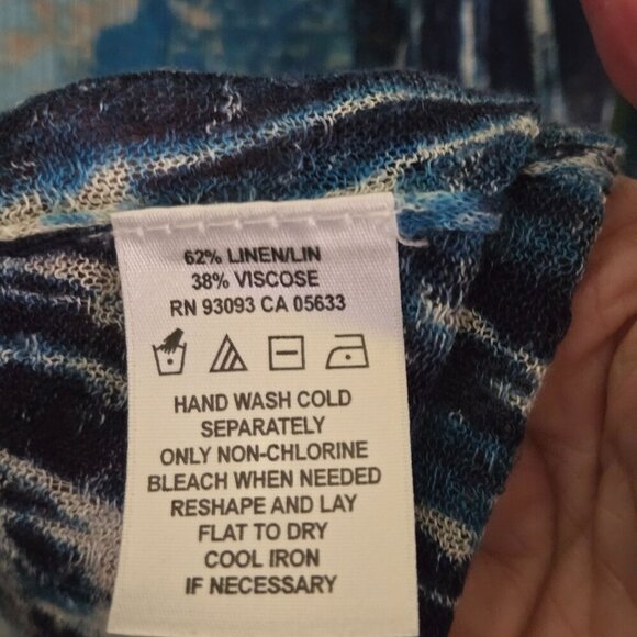 Nic + Zoe Stunning Ocean Blue Linen Blend Long Line Cardigan Sweater Size XL - Picture 5 of 5